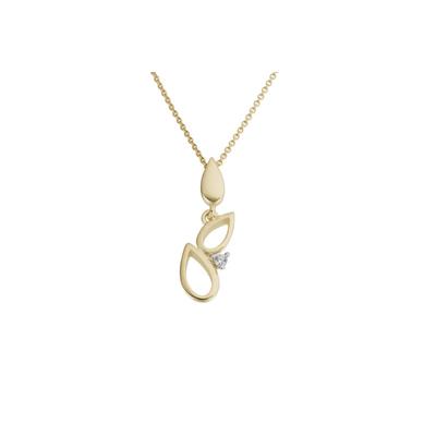 Ketten-Anhänger FIRETTI "Schmuck Geschenk Gold 375 Halsschmuck Anhänger Tropfen", gold (gelbgoldfarben, weißgoldfarben, w = weiß), Schmuckanhänger, Damen, 0,015 ct P2 = erkennbare Einschlüsse, Gelbgold 375-Diamanten, 0,593 g, Gelbgold 375,... Image