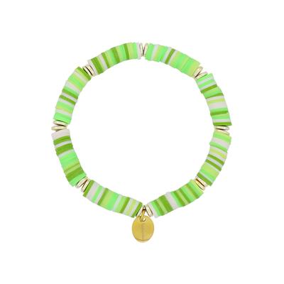 Fashionbox Armband Messing Vinylplättchen multi grün flexibel Image