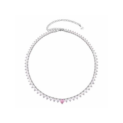 Fashionbox Collier rhodiniert Zirkonia weiss Mittelteil Zirkoniaherz pink Image