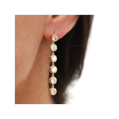 Dkeniz Ohrhänger 925/- Sterling Silber vergoldet Glänzend 5cm Zirkonia Weiß Image