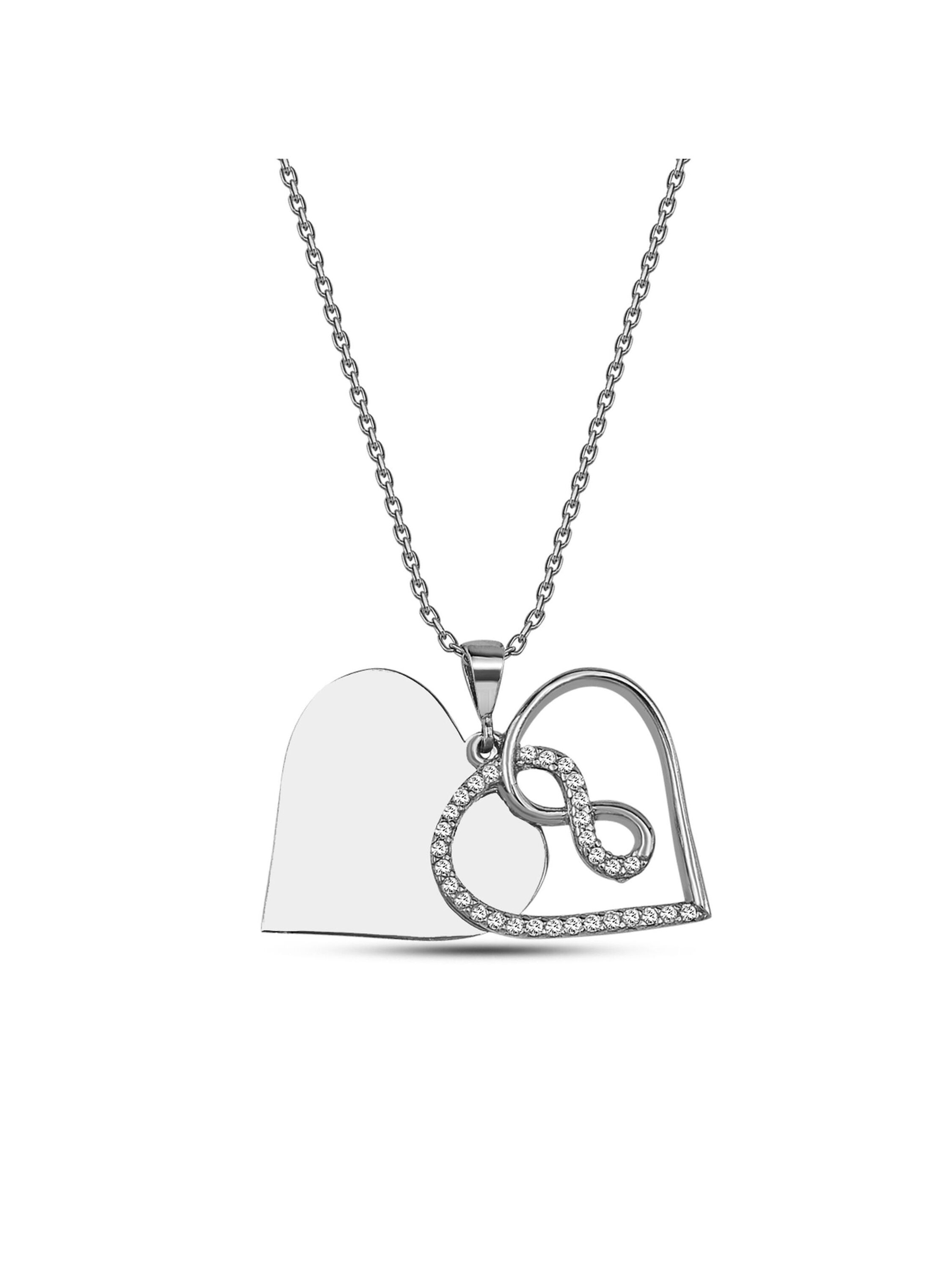 Dkeniz Anhänger mit Kette 925/- Sterling Silber Herzkette