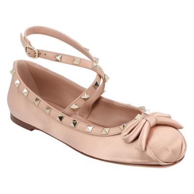Valentino Rockstud Satin Ballerinas Nude Image