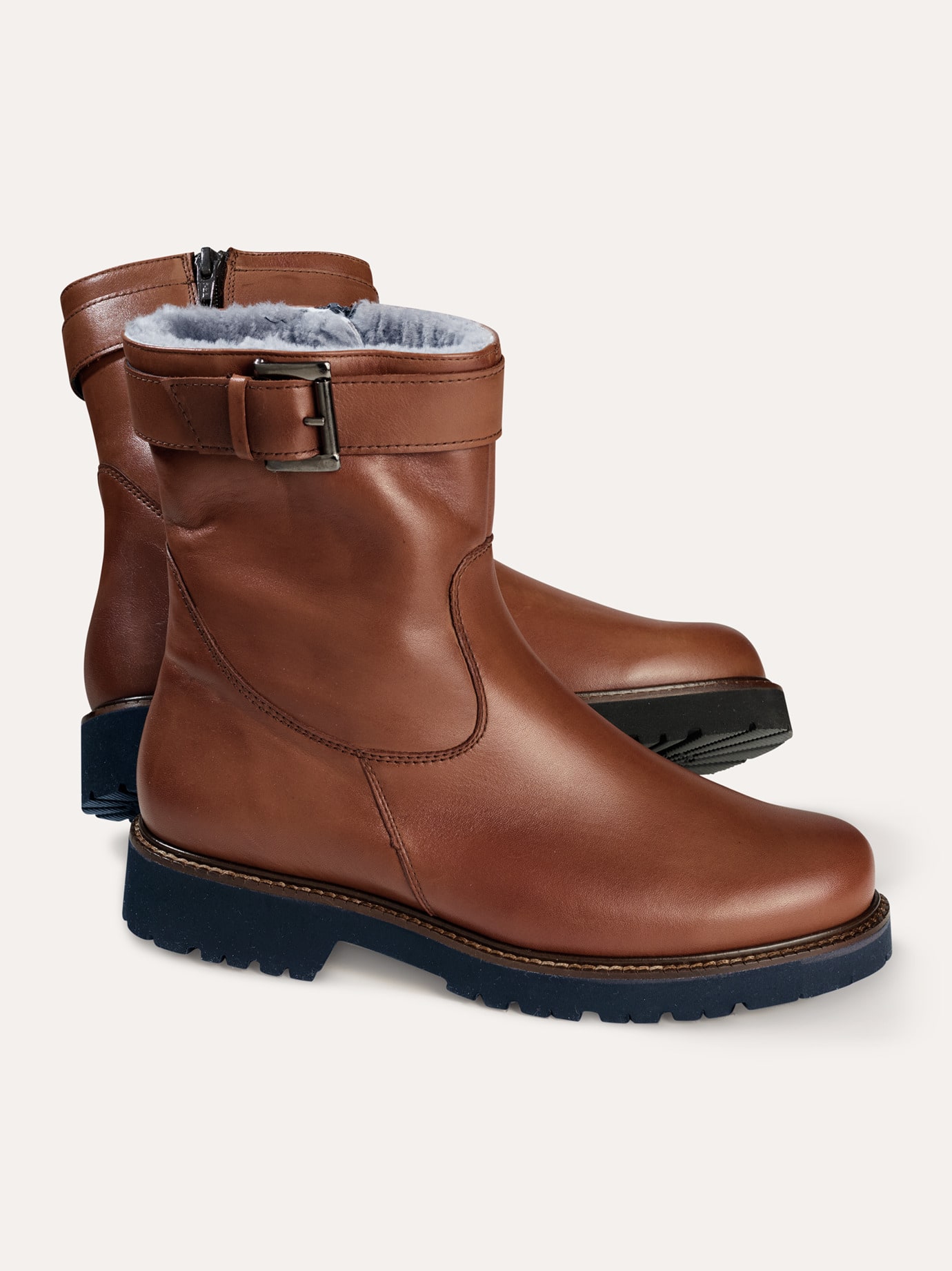Walbusch Damen Lammfell-Stiefelette Braun noch offen: Muster