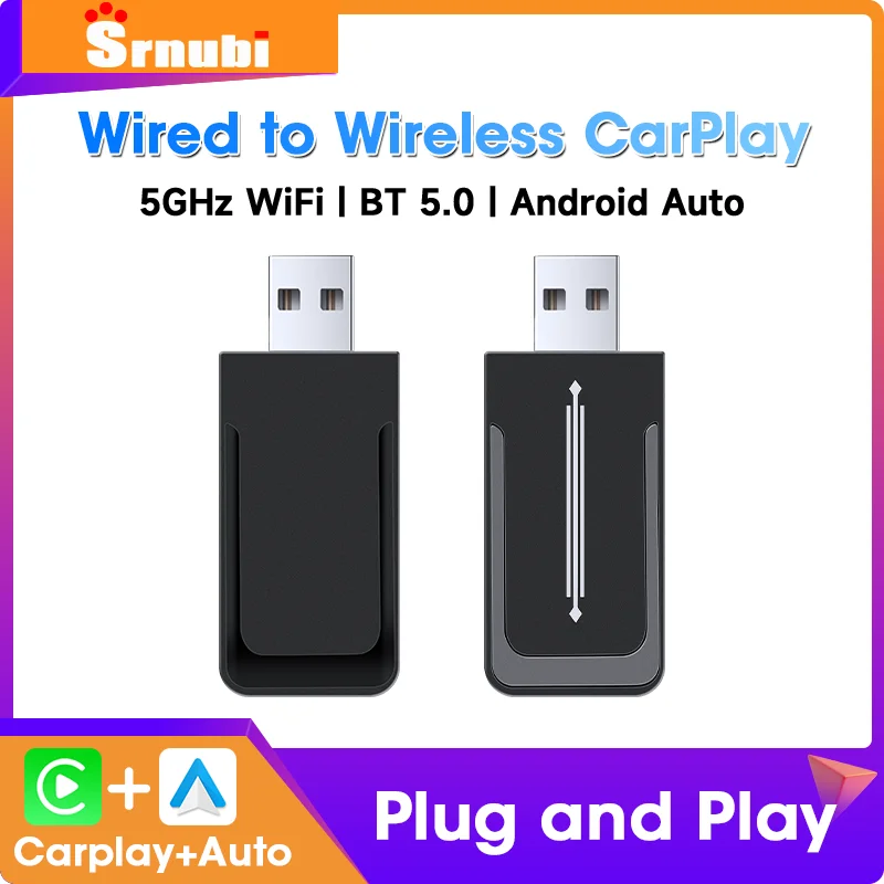 Srnubi 2-in-1 kabelloser CarPlay-Adapter Android Auto Car Ai Box für VW Toyota Nissan Honda Ford Benz Audi BMW Hyundai Seat Volvo Image