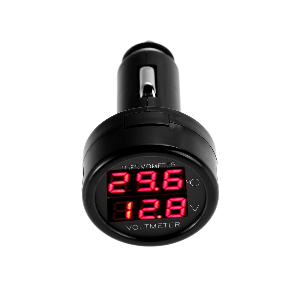 Universal Dual USB Auto-ladegerät Adapter 12V 24V Digital Voltmeter Thermometer Handy Adapter Auto Ladegerät Image