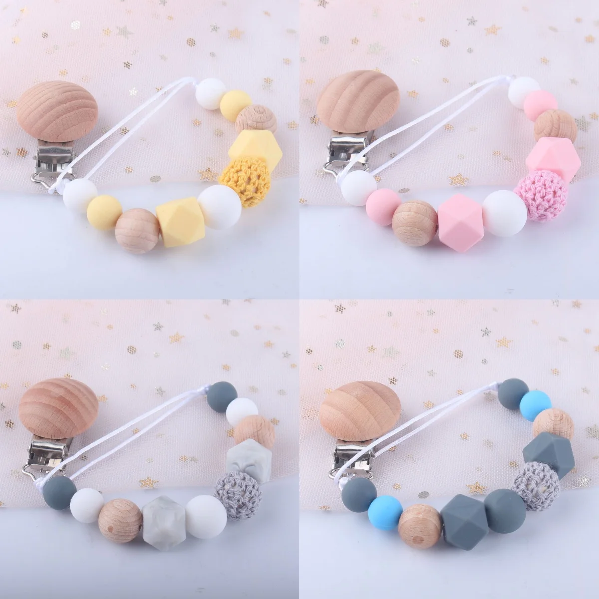 Holz Filz Ball Baby Schnuller Kette Buche Schnuller Nippel Clips Für Silikon Perlen Schnuller Halter Kette Pflege Kauen Spielzeug Dusche Geschenk Image