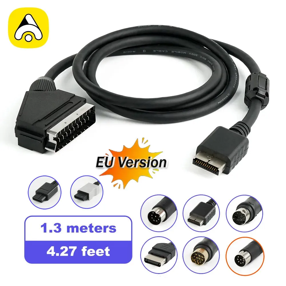 1,3 m hochwertiges Verbundvideo auf SYNC RGB Scart-Kabel für Saturn/MD/Xbox/PS1/PS2/PS3 Videospielkonsole Image