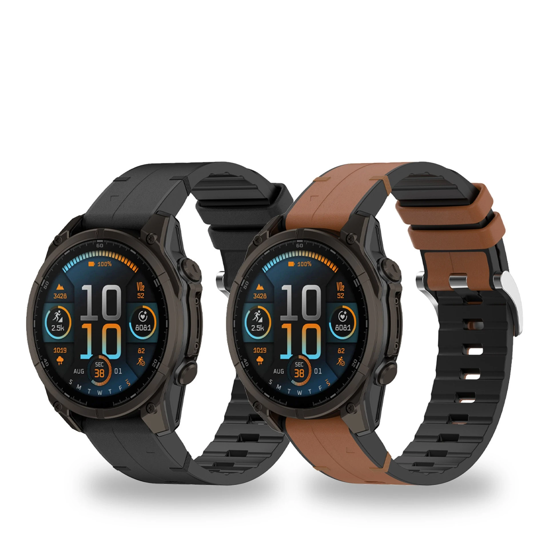 20/22/26 mm Silikon-Lederarmband, passend für Garmin-Uhren in den Größen 20/22/26 mm. Stilvolles Silikon-Leder-Uhrenarmband