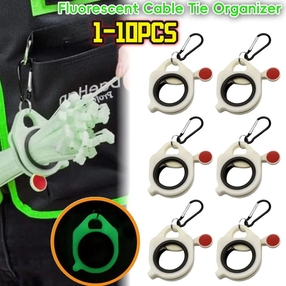 1–10 Stück Kabelbinder-Organizer, wiederverwendbar, fluoreszierende Kabelbinder, Arrangement, multifunktionale Kunststoff-Kabelklemme, Kabelbinder-Halter Image