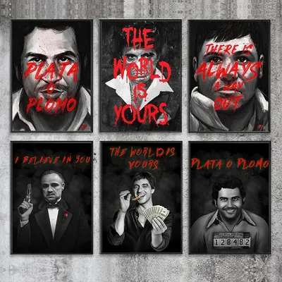 Motivational Canvas Prints Mafia Portrait Painting Gangster Bosses Legends Art Posters Scarface Escobar Godfather Wall Decor