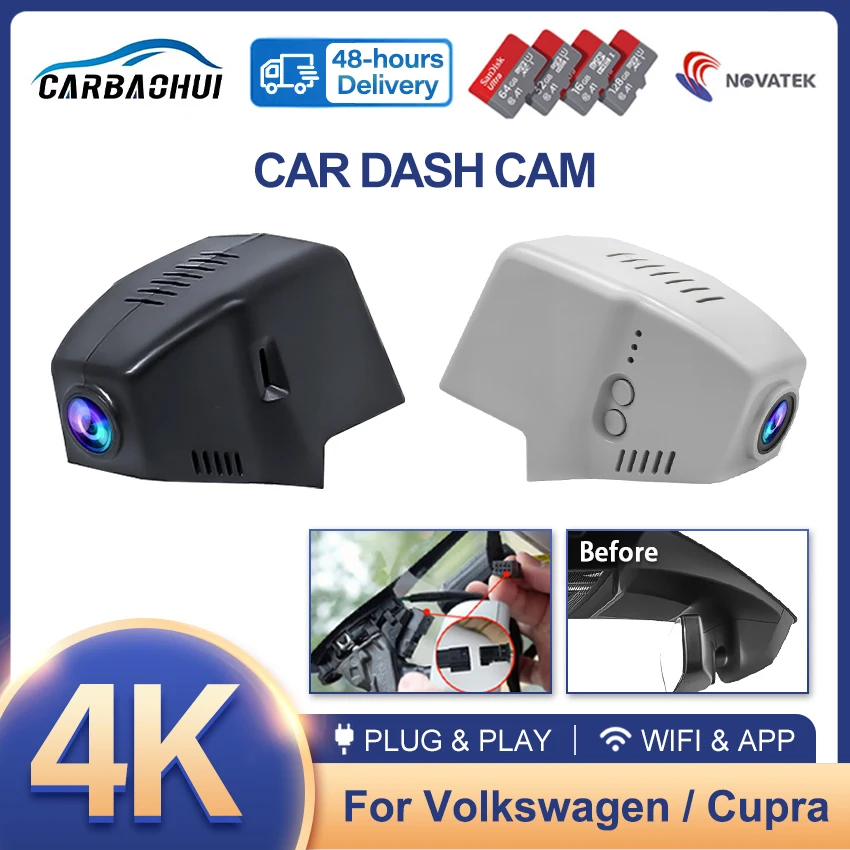 4K 2160P WIFI Auto DVR Kamera für Volkswagen VW Passat B8 Allspace Atlas Golf 7/8 Arteon Sharan Magotan Dash Cam für Skoda Seat Image