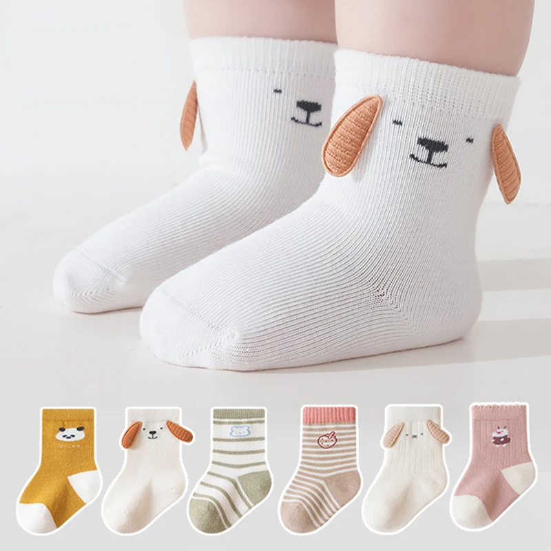 3 Paar Babysocken, weiche Kinder- und Kindersocken, atmungsaktiv, Cartoon-Socken für Kinder, Jungen und Mädchen, für Kleinkinder Image