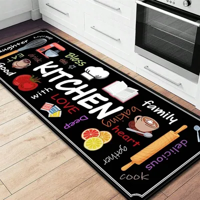 VIKAMA 1/2 pcs Kitchen Printed Floor Mat, Durable and Wear-Resistant, Home Kitchen Floor Mat, Laundry Room Carpet, Home Decor