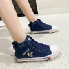 Retro High Top Leinwand Schuhe 2024, Neue Einfarbig Vielseitig Casual Zipper Dekoration Plus Größe Bord Schuhe Zapatos De Mujer