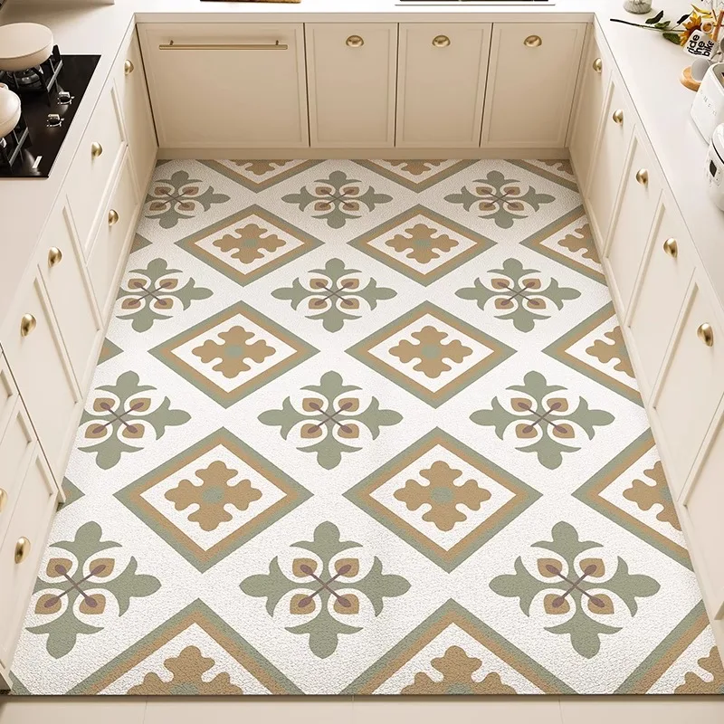 Kitchen Floor Mat Waterproof Oil-proof PVC Vinyl Rug Anti-fouling Non-slip Foot Mats Large Size Balcony Carpet Tapetes Alfombra