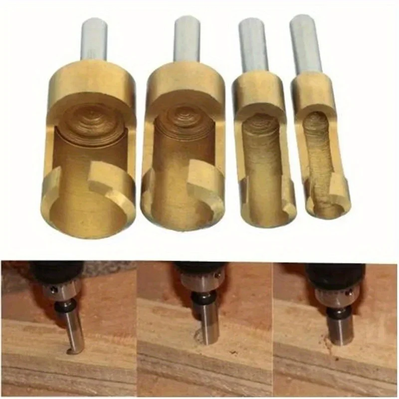 4 Teile/satz Titan Beschichtet Schaft Barrel Kork Bohrer Stecker Cutter Langweilig Loch Zapfen Bohrer Sah Dorne Holz Werkzeuge Image