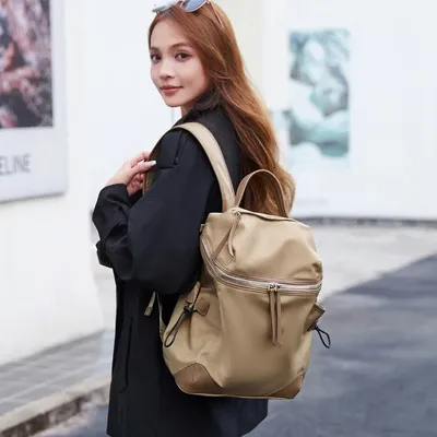 Women's Backpack Traveling Waterproof 14" Laptop Bag Fashion Hiking Rucksack Large Capacity Shoulder Packback Bags Wrinkle Cloth