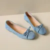 Plus Größe 43, Damen-Loafer, Wildleder, runde Zehenpartie, süße Fliege, Slip-on-Ballerinas, elegante Damen, schlanke Ballerinas, flache Schuhe