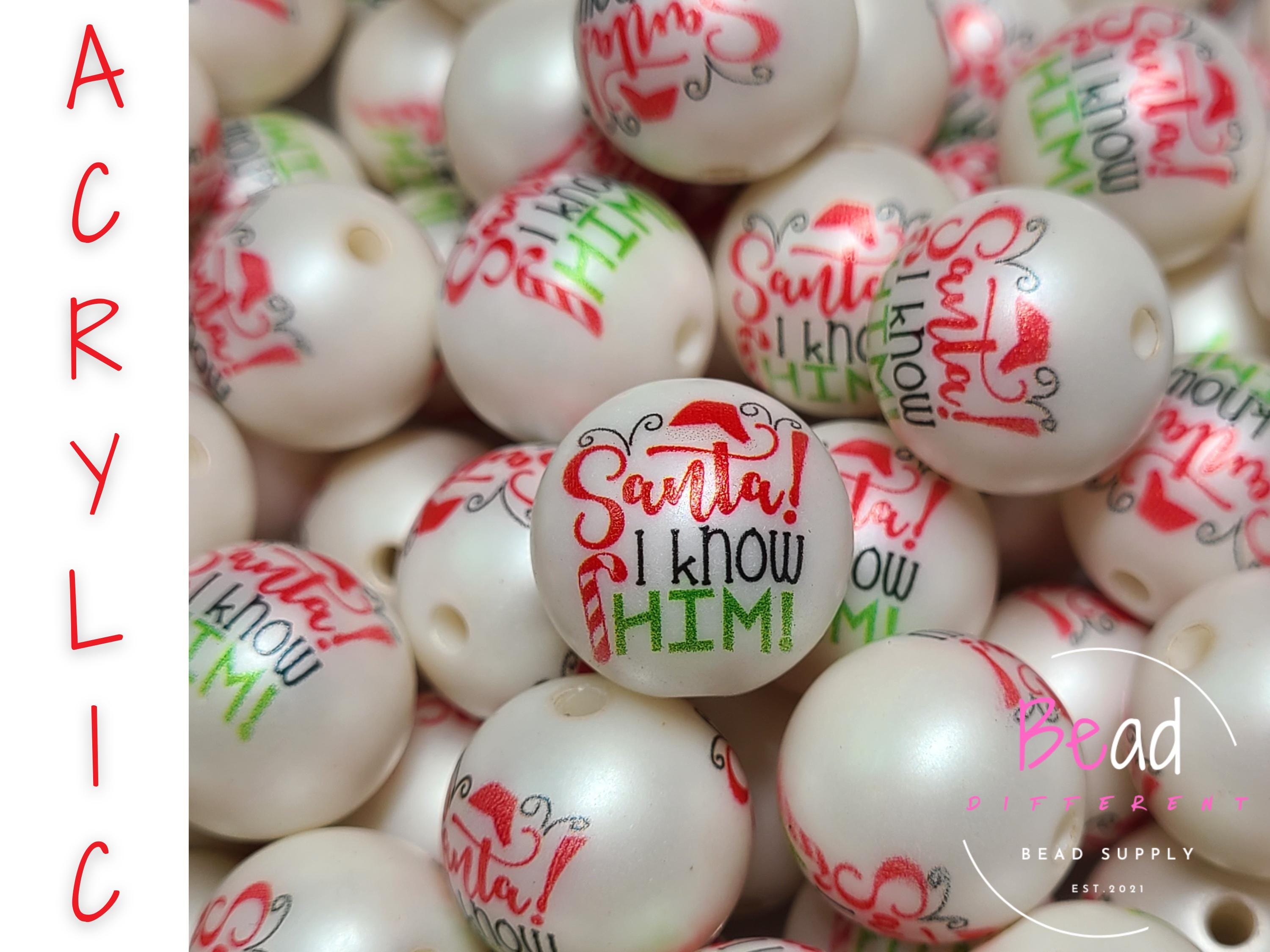 Perline Bubblegum da 20 mm, perline Babbo Natale, perline grosse, perline acriliche, perline da elfo, perline natalizie, perline per penne, perline pe