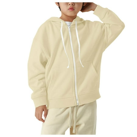 Mepaouo Boys Girls Hooded Sweatshirt Classic Oversized Hoodies Kids Zip-Up Loose Pullover with Pocket 3-4T