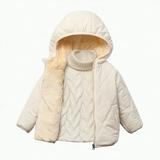 Ccpelsie Boy Winter Coat Warm Quilted Puffer Parka Jacket with Detachable Hood for Big/Little Kid(Beige 18-24 Months)
