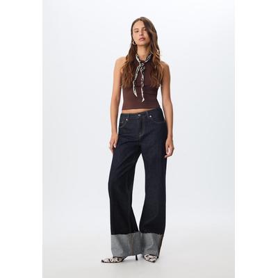 Stradivarius D65 Straight turn-up jeans RINSE BLUE DENIM 6
