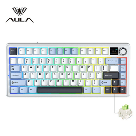 Aula F75 MAX Wireless Mechanical Keyboard With TFT Screen and Knob Gasket RGB Backlight Gaming Keyboard in 75% Layout Hot-Swap
