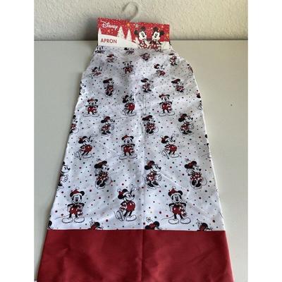 Disney Kitchen | Disney Mickey Minnie Mouse Christmas Cheer Kitchen Farmhouse Full Apron New | Color: Red/White | Size: Os
