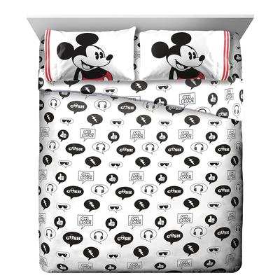 Disney Bedding | Disney Mickey Mouse Jersey Full Sheet & Curtain Set By Jay Franco - 6 Piece Set | Color: Black/White | Size: Full