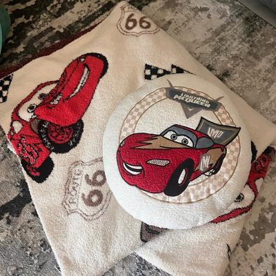 Disney Bedding | Disney Lightning Mcqueen Cars Kids Pillow And Blanket Set - Red And White Nwot | Color: Red/White | Size: 50x60