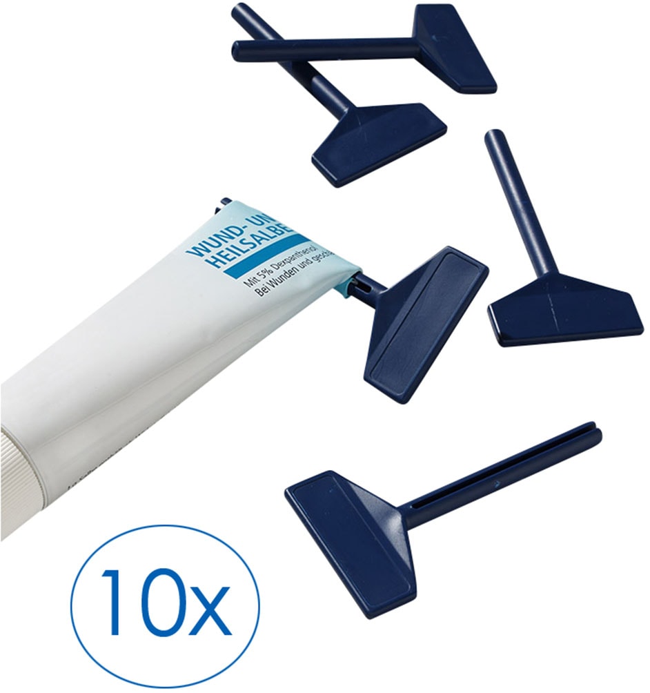 Tubenquetscher RUCO "Tubenschlüssel, 10er Set", blau, B:5cm L:10cm T:0,8cm, Kunststoff, Küchenpressen, Tubenaufroller, Tubenausdrücker, Tubenpresse, Made in Germany