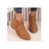 Spitz zulaufende Wildlederstiefel mit Blockabsatz