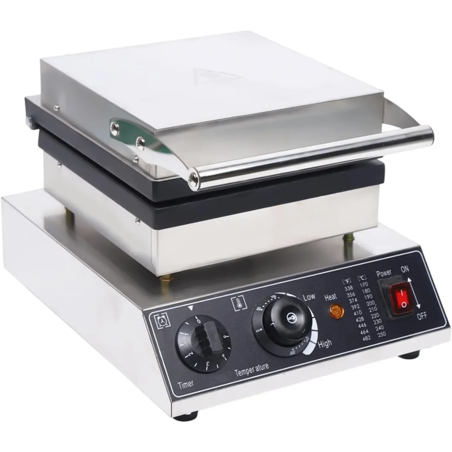 1500 W kommerzielle Waffelmaschine, 2 Stück, elektrisches Waffeleisen aus Edelstahl, Eierwaffeleisen mit Timer (quadratisch) Image