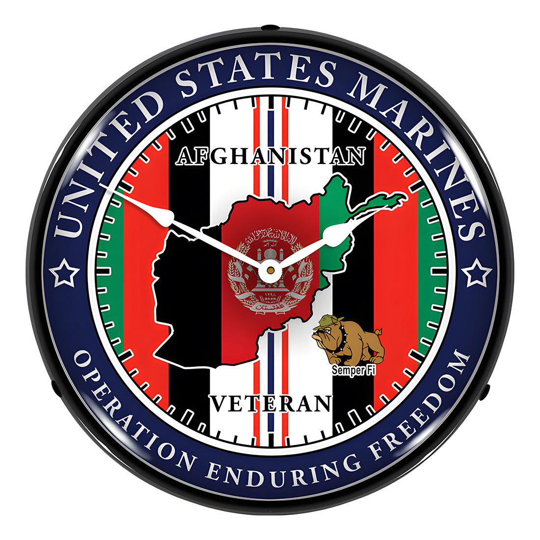 Collectable Sign and Clock Marine Veteran Operation Enduring Freedom Backlit Wall Clock
