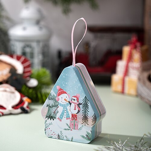 Scatole per biscotti natalizi con coperchi per fare regali, contenitori di latta natalizi, scatole di metallo per caramelle, cartoni animati creativi, decorazioni per le feste, confezioni regalo,