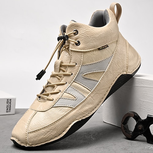 scarpe da trekking da uomo beige con suola antiscivolo e design traspirante: scarpe da trekking leggere per campeggio, passeggiate e uso quotidiano