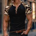 Per uomo Grafico Maglia Henley Manica Corta maglietta Stampa 3D Henley Camicia Moda Designer Etnico Casuale Quotidiano Nero Cachi Estate Abbigliamento S M L XL XXL XXXL