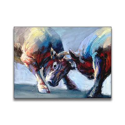 Handmade Oil Painting Canvas Wall Art Decoration Modern Abstract Rhinoceros Animal Elephant for Living Room Home Decor Rolled Frameless Unstretched Painting