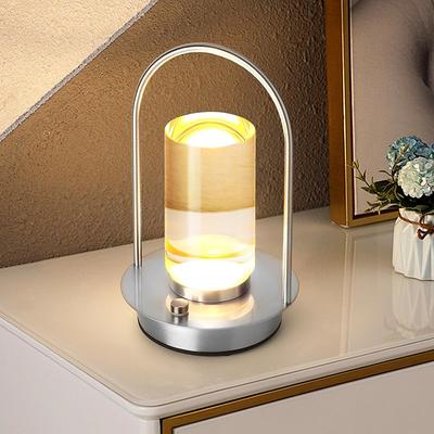 Portable Metal Table Lamp for Outdoor Indoor 3 Colors Cordless Table Lamp Rechargeable Dimmable Battery Powered Small Desk Lamps, Lantern Lamps for Patio Bedroom Restaurant Bar Camping