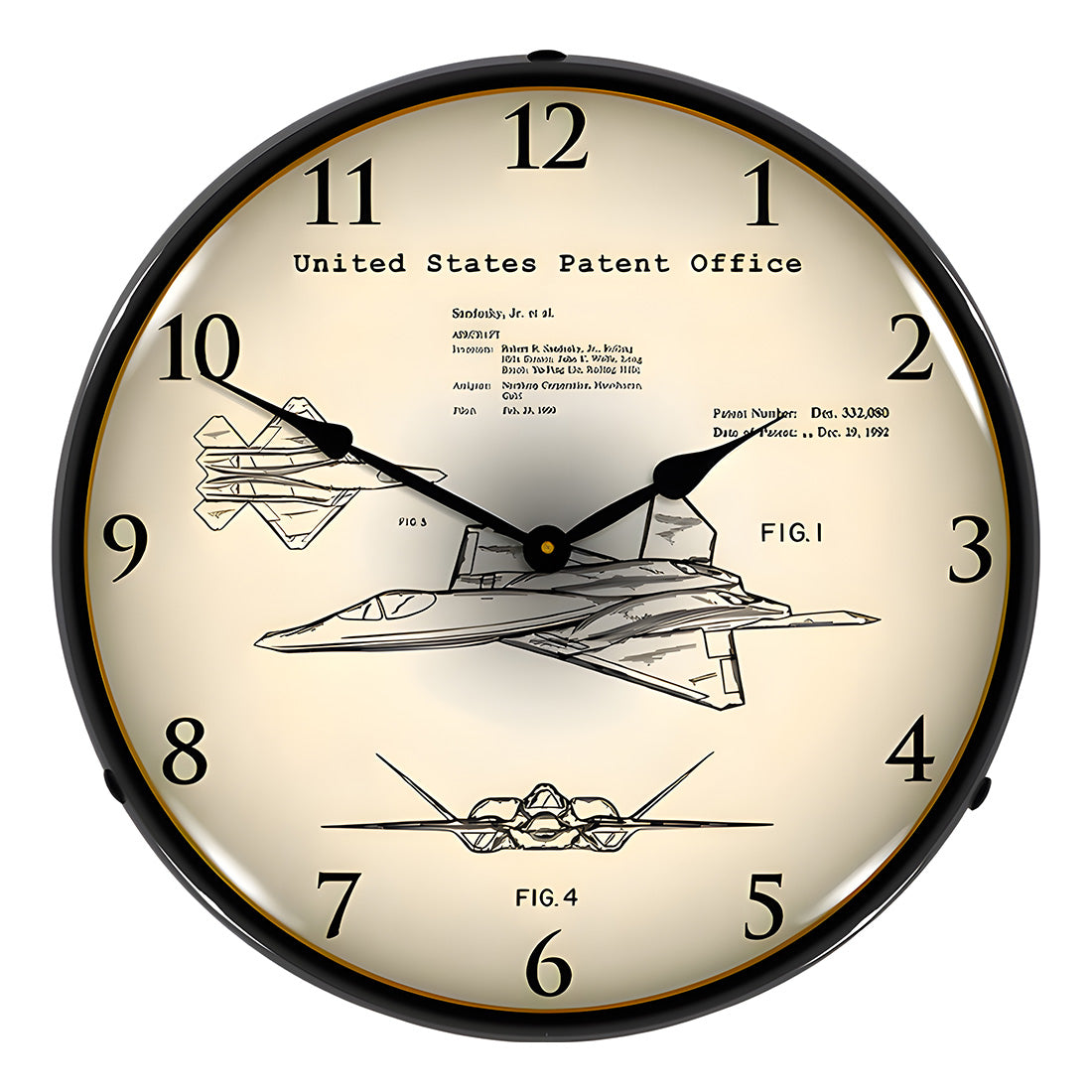Collectable Sign and Clock 1992 F-22 Raptor Patent Blueprint Backlit Wall Clock