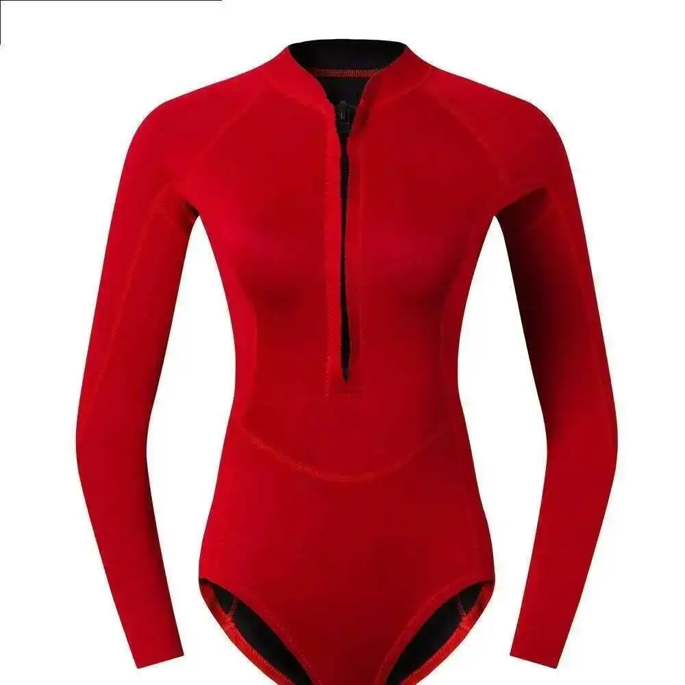 2mm Neopren Neoprenanzug Damen Einteiler Langarm Tauchen Neoprenanzug Badeanzug Rash Guard Image