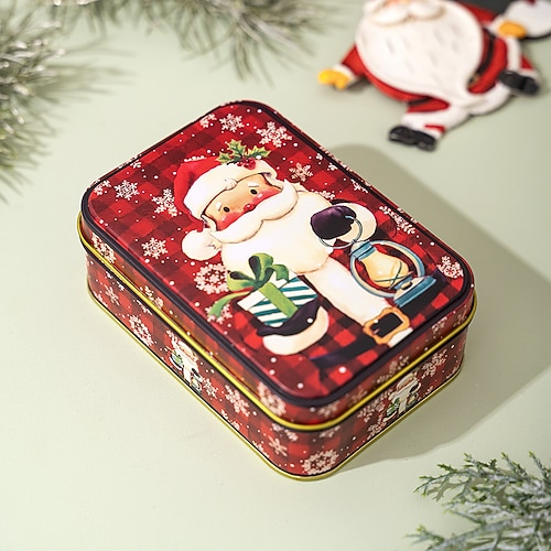 Scatole per biscotti natalizi con coperchi per fare regali, contenitori di latta natalizia, mini scatole di metallo con coperchio, caramelle per le feste, contenitori per biscotti, confezioni regalo,