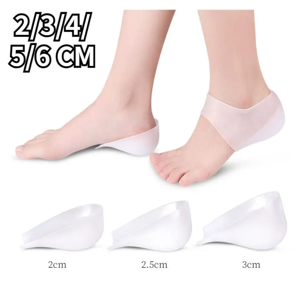 1 Paar Silikon-Fersensocken, unsichtbare Höhe, erhöhte Einlegesohle für Damen und Herren, Einlegesohlen, 2–6 cm Einlegesohlen für Plantarfasziitis-Schuhsohle Image