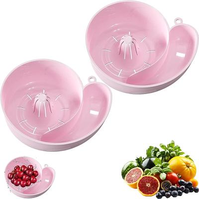 2pcs Snail Shaped Fruit Washer with Strainer Automatic Cleaning Basket with Efficient Draining System Heavy-Duty Plastic Kitchen Sink Organizer for Fruits, Vegetables, Pasta