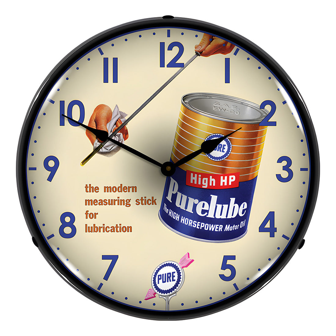 Collectable Sign and Clock Purelube Oil Backlit Wall Clock