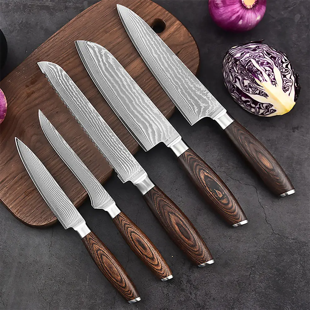 Professionelles japanisches Kochmesser aus VG10-Damaststahl, scharfes Schneiden von Fleisch, Fisch, Obst, Küchenbeil, Messer mit Geschenkbox Image