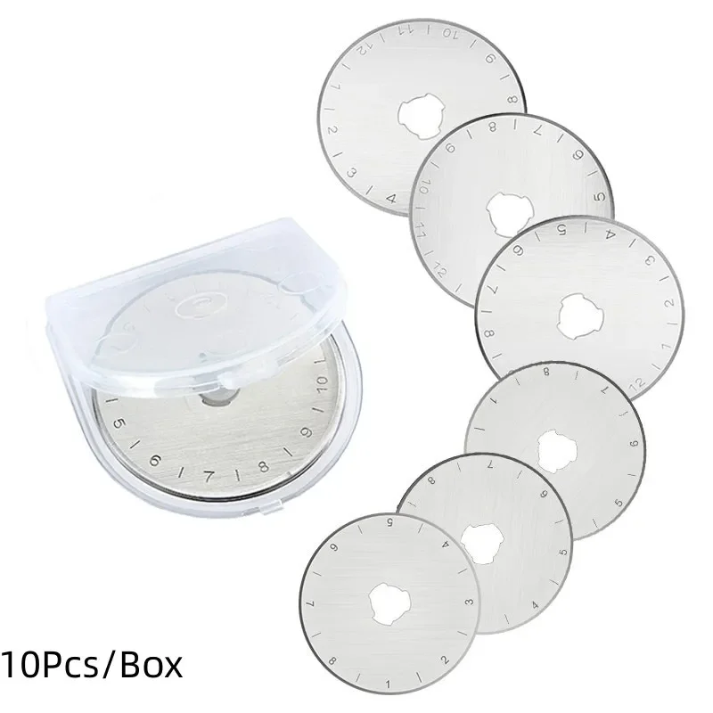 10 Teile/schachtel 45 Mm Rotary Ersatz Klingen Papier Cutter Stricken Kreisförmige Schneiden Patchwork Leder Handwerk Rotary Cutter Image