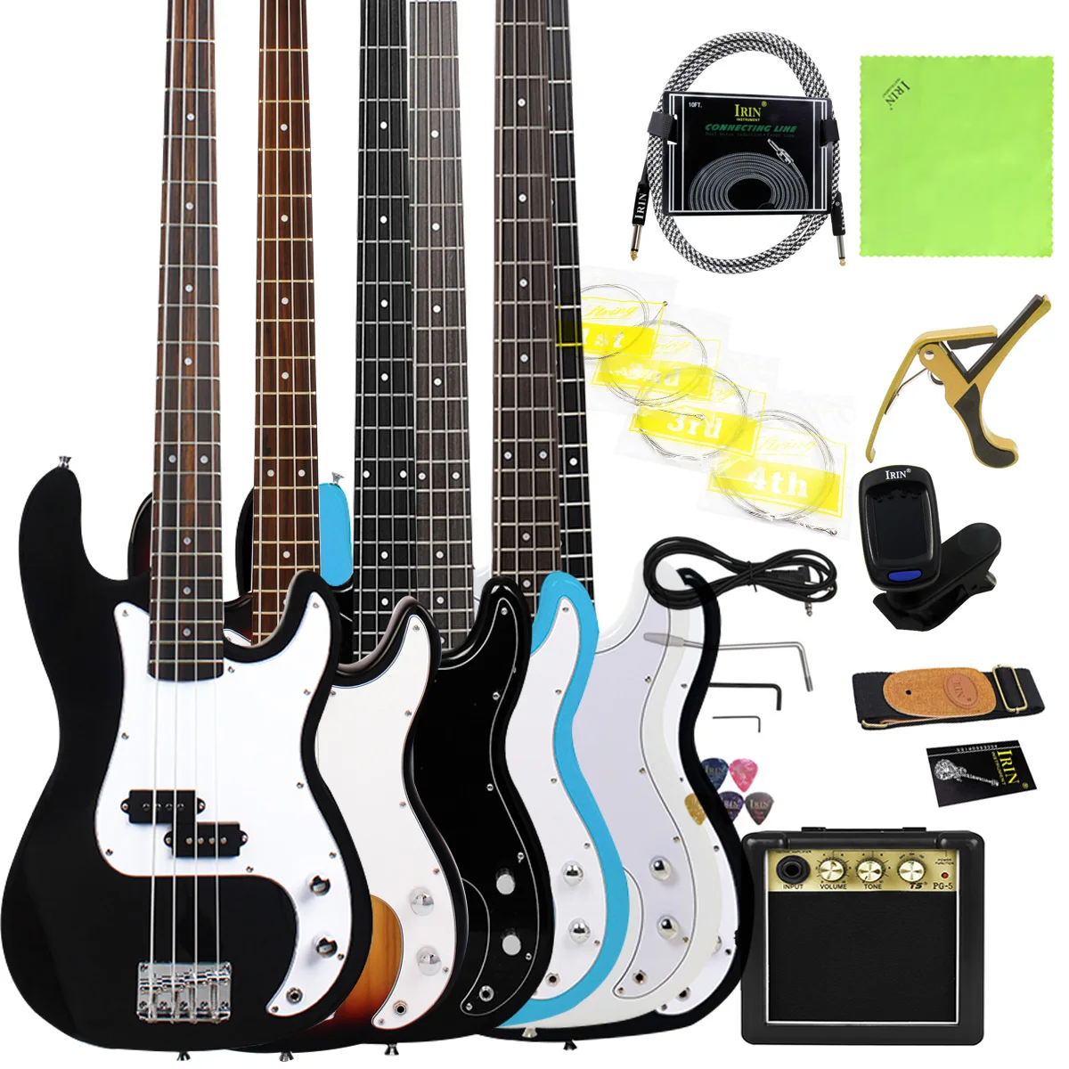 IRIN E-Bass, volle Größe, 4-saitig, für erfahrene Bass, für moderne Musik, Jazz-Bänder, E-Bass mit Teilen Image