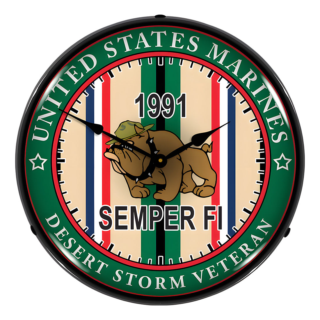 Collectable Sign and Clock Marine Veteran Operation Desert Storm Backlit Wall Clock