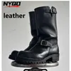Retro Motorradstiefel Herren Black Knight Schuhe Schwarzes Leder Gürtelschnallen Chelsea Stiefel Trendige Luxus handgefertigte Herrenschuhe